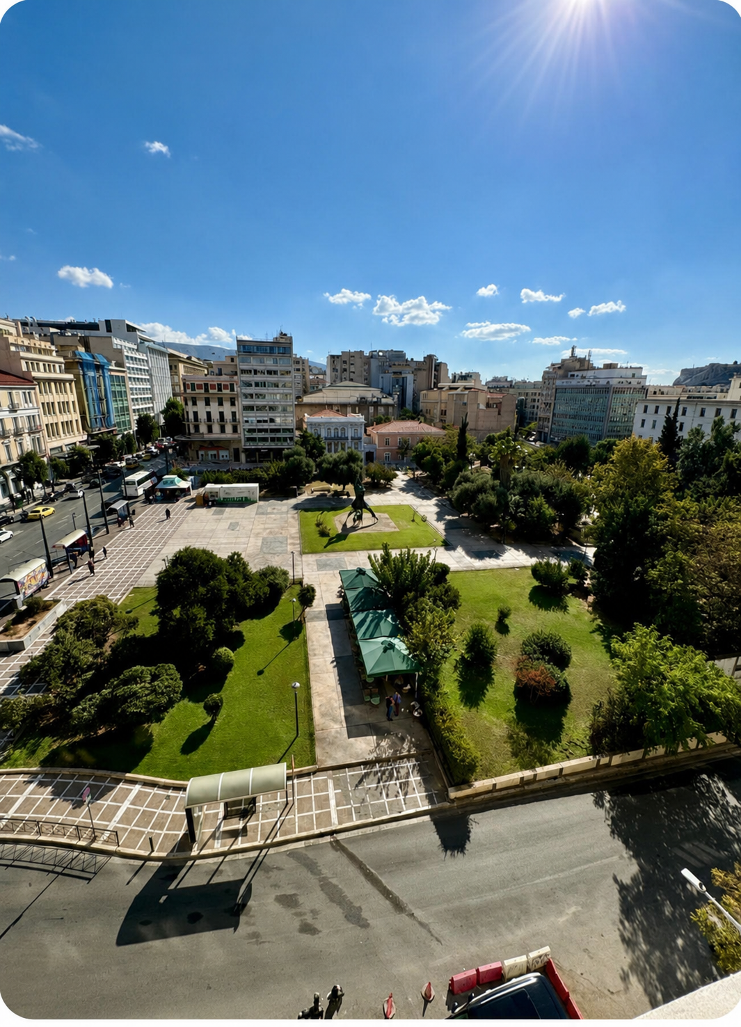Open view over central Athens